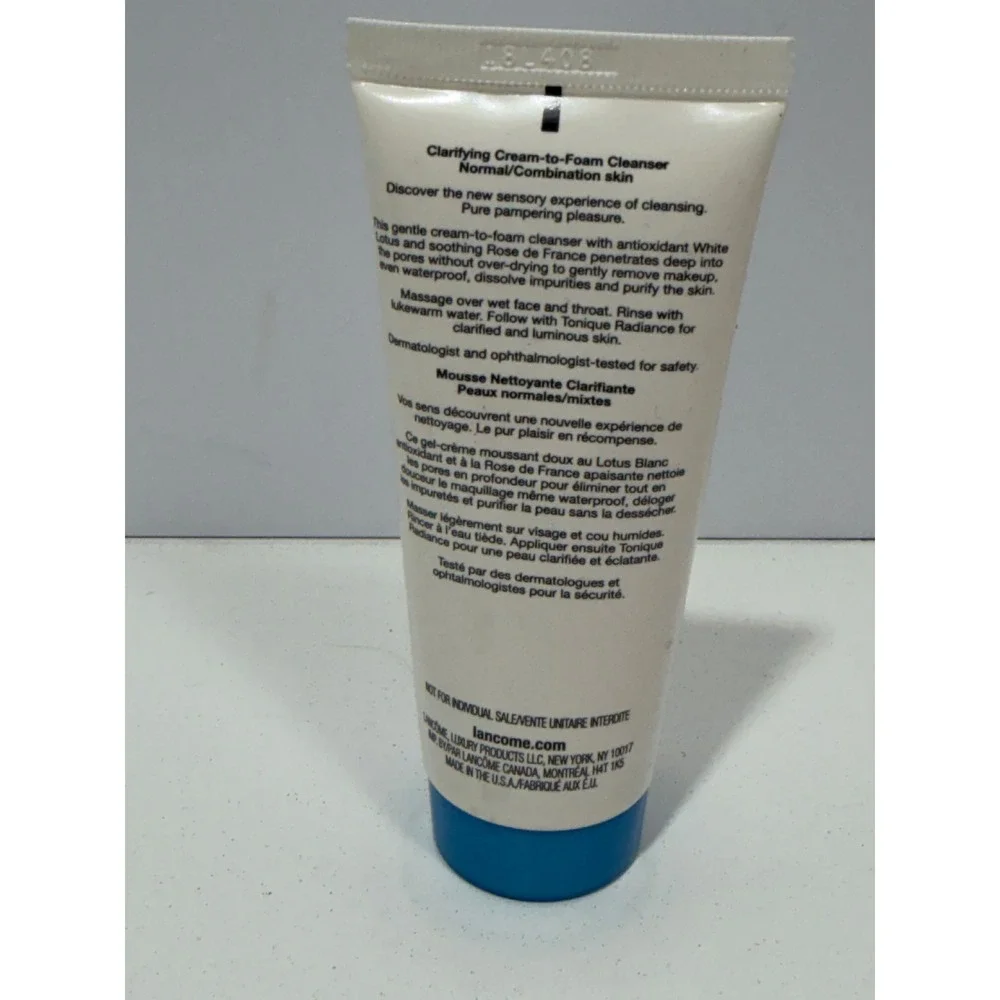 Lancome Creme Radiance Clarifying Cream to Foam Cleanser 2.0 oz 60ml Travel Size
